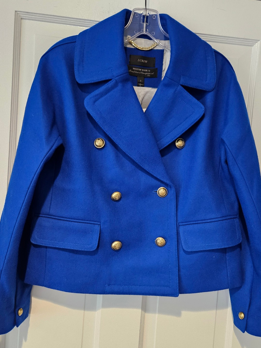J. Crew Women’s Melton Wool Double-Breasted Royal Blue Peacoat